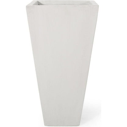 13" Outdoor Modern MGO Small Cast Stone Planter, White
