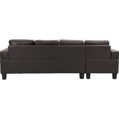 Sectional Sofa Set for Living Room with L Shape Chaise Lounge, cup holder and Left or Right Hand Chaise Modern 4 Seat (Chocolate brown)