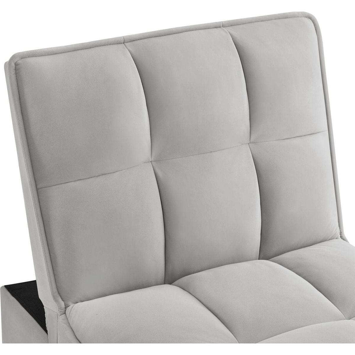 4 in1 Multi-Function Single Sofa Bed with Storage Pockets,Tufted Single Pull-out Sofa Bed with Adjustable Backrest and Pillows, Convertible Chaise Lounge,Gray