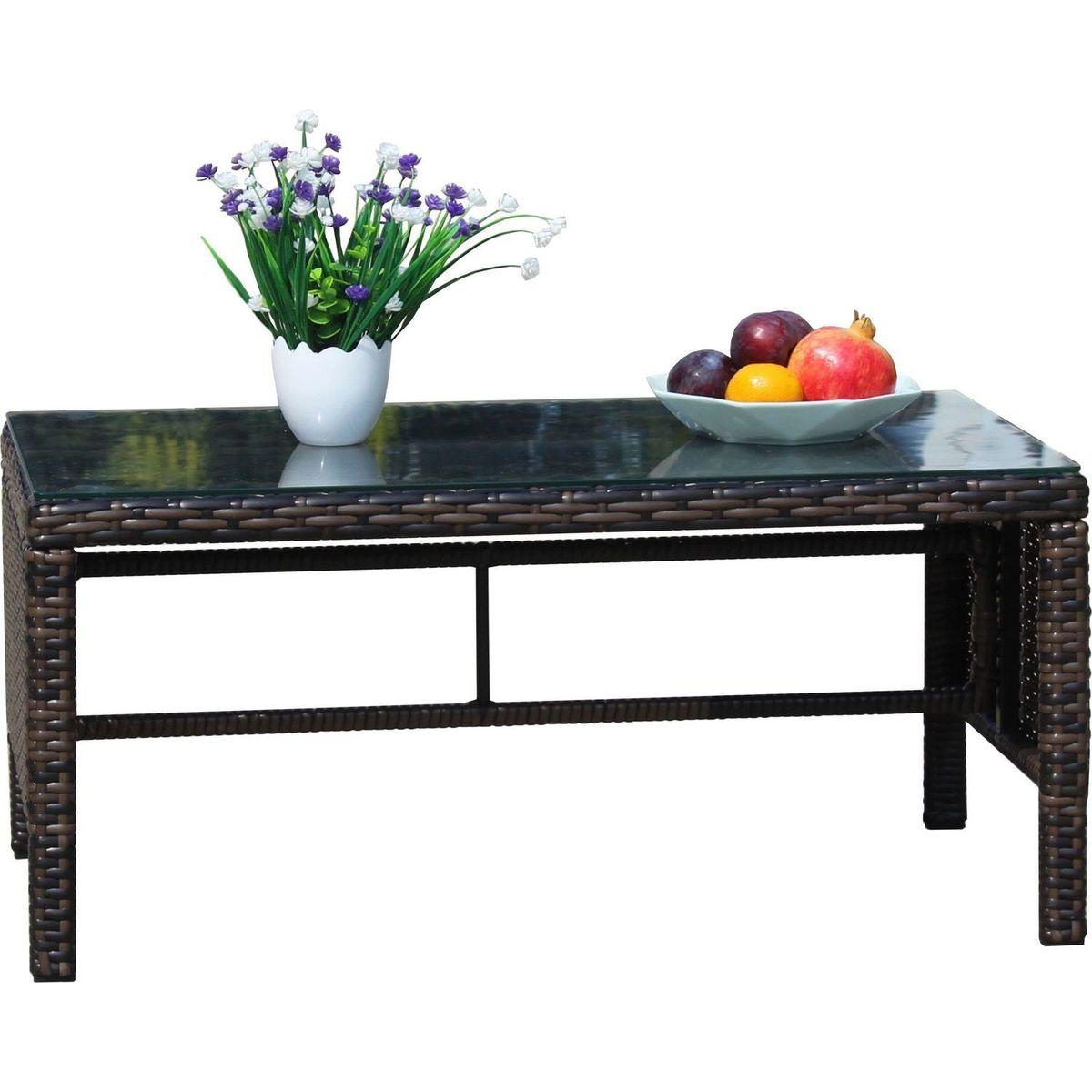 Outdoor patio Furniture 1 Coffee Table with clear tempered glass