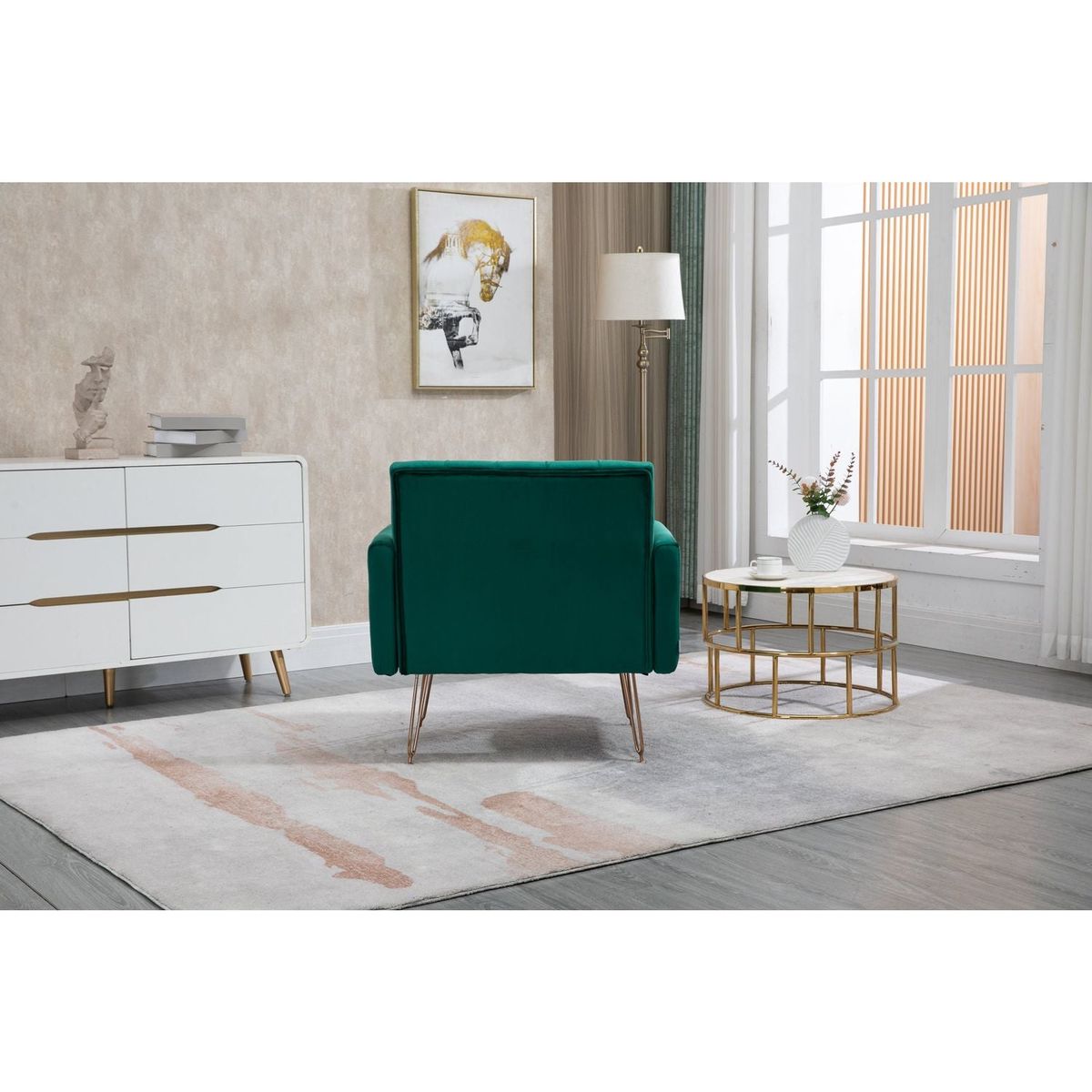 Accent Chair, leisure single sofa with Rose Golden feet