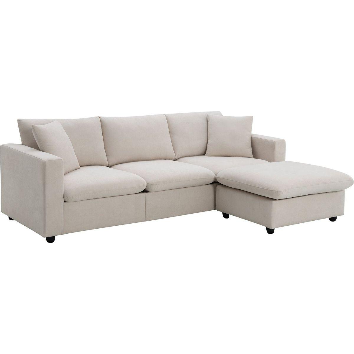 100.4x64.6" Modern Sectional Sofa,L-shaped Couch Set with 2 Free pillows,4-seat Polyester Fabric Couch Set with Convertible Ottoman for Living Room, Apartment, Office,4 Colors