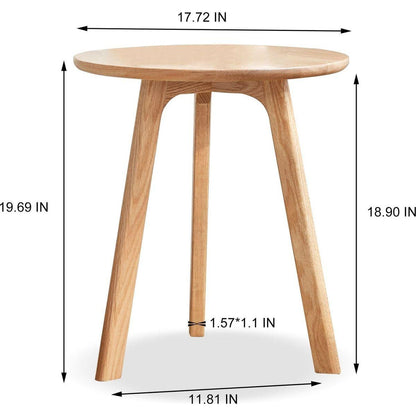 Round End Table- Small End Table Side Table Coffee Table Bedside Table Night Stand for Living Room Bedroom & Balcony, 100% Natural Solid Oak Wood Easy to Assemble