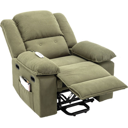 Massage Recliner,Power Lift Chair for Elderly with Adjustable Massage and Heating Function,Recliner Chair with Infinite Position and Side Pocket for Living Room, Green