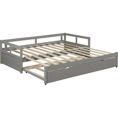Extending Daybed with Trundle, Wooden Daybed with Trundle, Gray