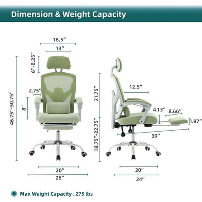 Mesh High Back Ergonomic Office Chair Lumbar Support Pillow Computer Desk Chair