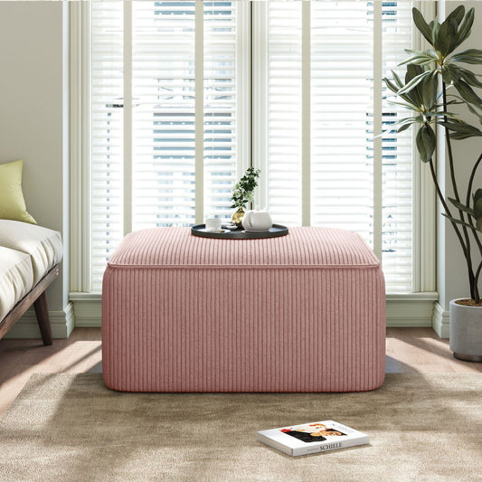 Upholstered Square Ottoman,Pink