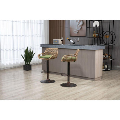 Swivel Bar Stools Set of 2 Adjustable Counter Height Chairs with Footrest for Kitchen, Dining Room 2PC/SET