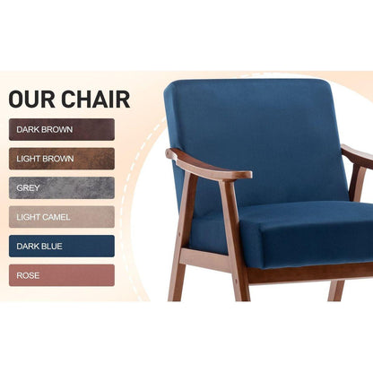 Mid-Century Modern Chair, Living Room Chair with Solid Wood Frame, Accent Chair Extra-Thick Backrest, Wingback Chair for Bedroom, Reading Room, Living Room, Lounge Chair Indoor