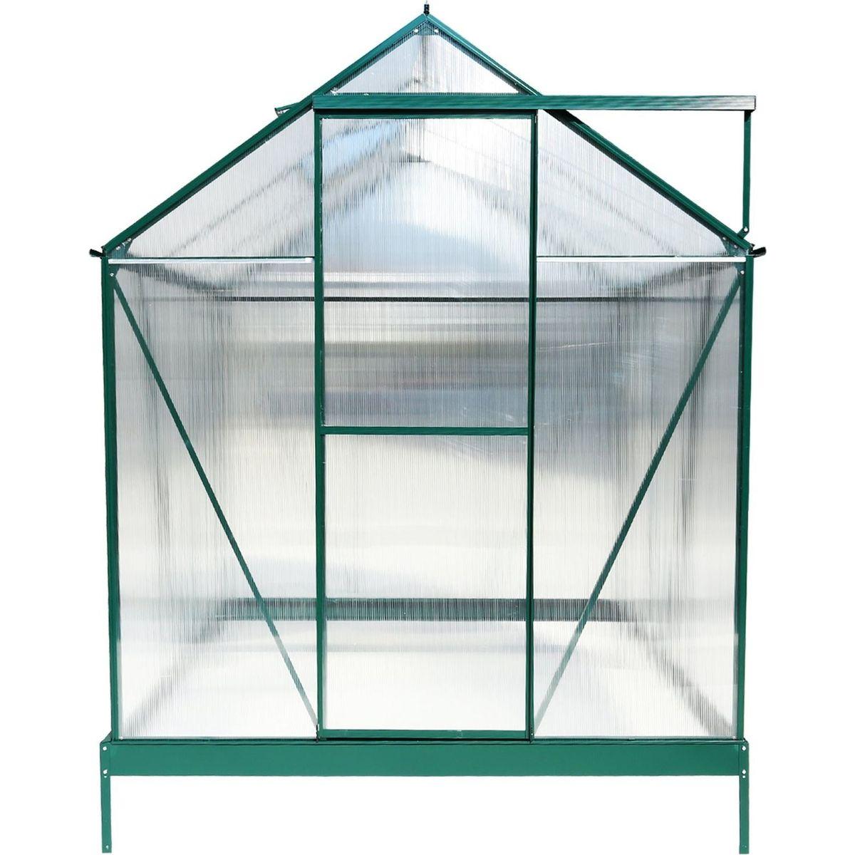 6.3'x6.2'x7' Polycarbonate Greenhouse, Heavy Duty Outdoor Aluminum Walk-in Green House Kit with Rain Gutter, Vent and Door for Backyard Garden, color green
