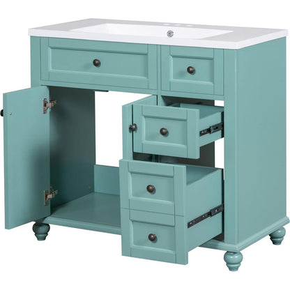 36" Bathroom Vanity with Undermount Sink,Free Standing Vanity Set with 2 Drawers& Soft Closing Doors,Solid Wood Frame Bathroom Storage Cabinet