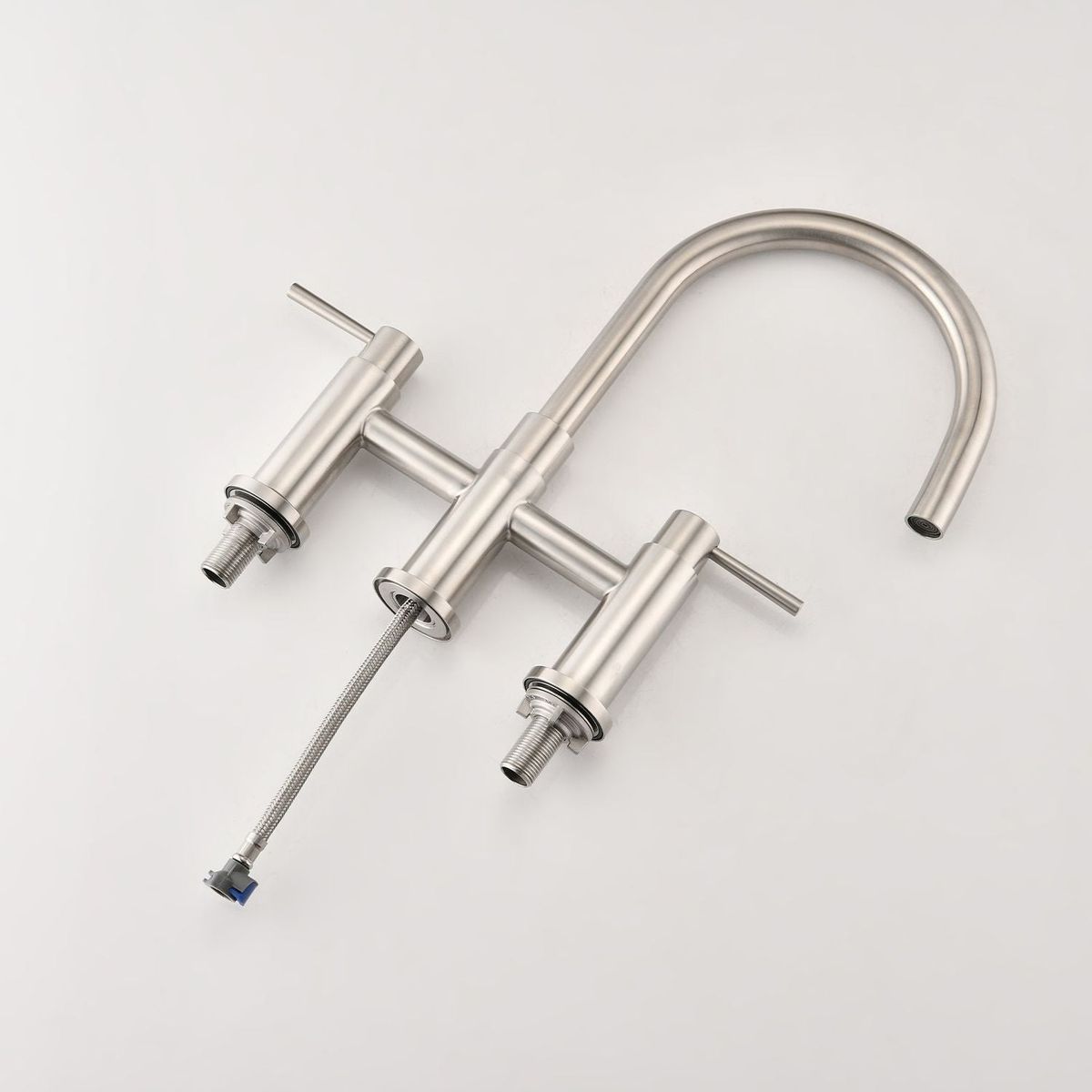 Double Handle Bridge Kitchen Faucet with Side Spray