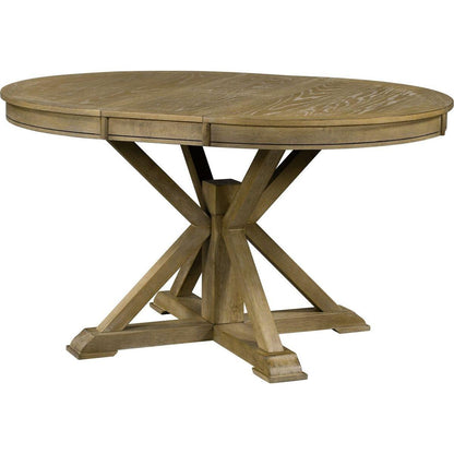 Retro Functional Extendable Dining Table with a 12" Leaf for Dining Room and Living Room (Natural Wood Wash)