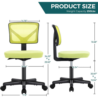 Armless Desk Chair Small Home Office Chair with Lumbar Support