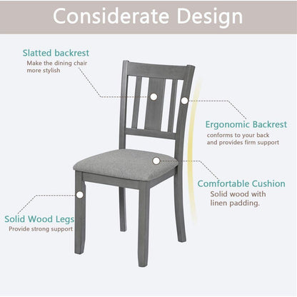 Dining Chairs set for 4,Kitchen Chair with Padded Seat, Side Chair for Dining Room, Gray
