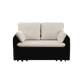 53" Modern Convertible Sofa Bed w/2 Removable Armrests w/USB Power Port, Velvet Recliner Adjustable Sofa w/Head Pull-Out Bed, 2 Pillows, For Living Room Apartment etc., White-Black