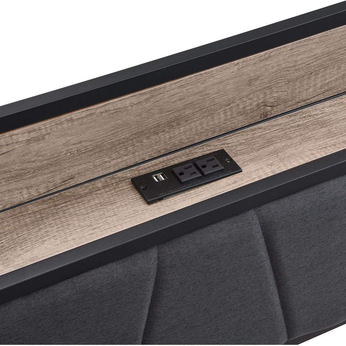Queen Size Metal Platform Bed Frame with upholstery storage function Headboard and USB LINER and Footboard with drawers, No Box Spring Needed, Large Under Bed Storage, Easy Assemble