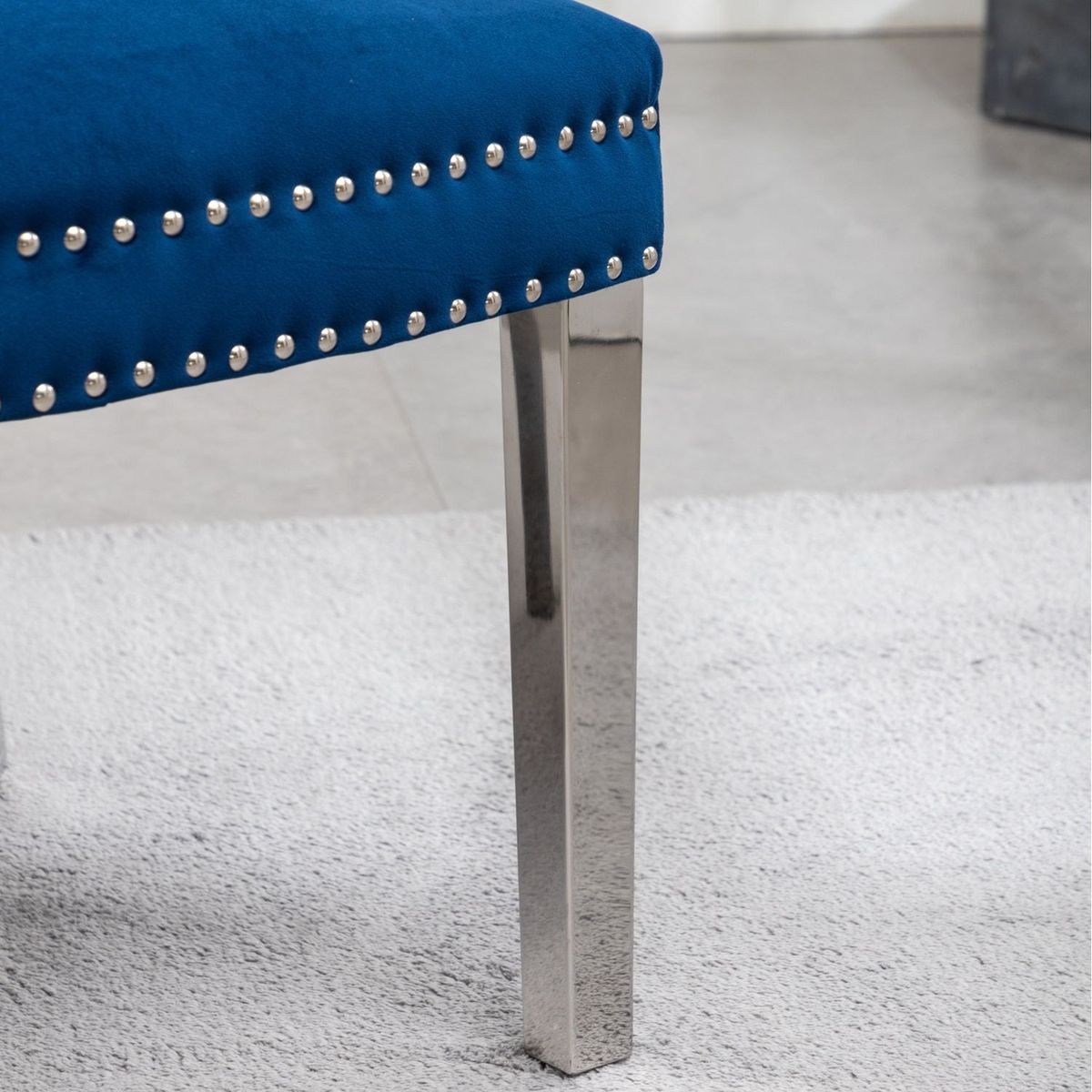 Montura Contemporary Tufted Velvet Chair with Nailhead Trim, Set of 2, Blue