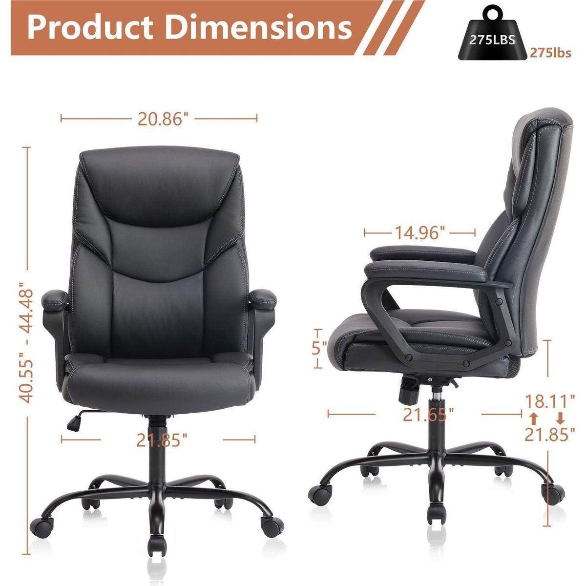 Home Office Chair Ergonomic PU Leather Desk Chair with Armrests