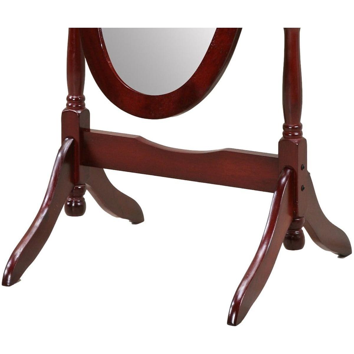 Traditional Queen Anna Style Wood Floor Cheval Mirror, Cherry Finish