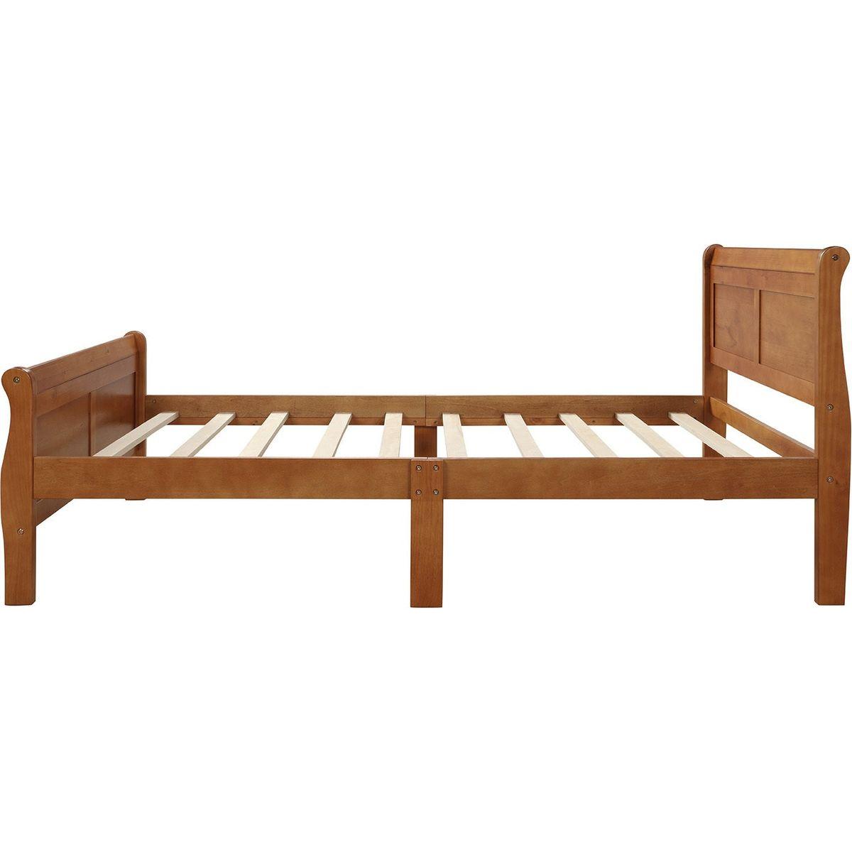 Wood Platform Bed Twin Bed Frame Mattress Foundation Sleigh Bed with Headboard/Footboard/Wood Slat Support