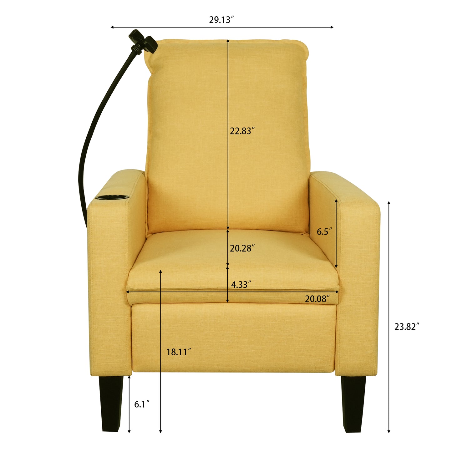 Recliner Chairs for Adults, Adjustable Recliner Sofa with Mobile Phone Holder & Cup Holder, Modern Reclining Chairs Fabric Push Back Recliner Chairs for Living Room, Bedroom, YELLOW