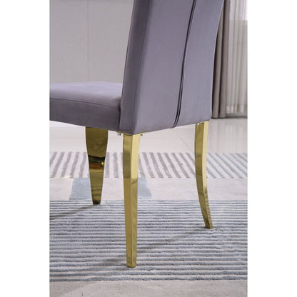 Modern Velvet Dining Chairs Set of 2, Upholstered Accent Armless Chairs with Stripe Backrest