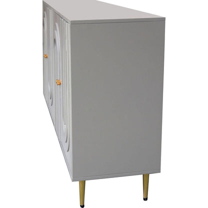 Modern Gray Lacquered 4 Door Wooden Cabinet Sideboard Buffet Server Cabinet Storage Cabinet, for Living Room, Entryway, Hallway, Office, Kitchen and Dining Room