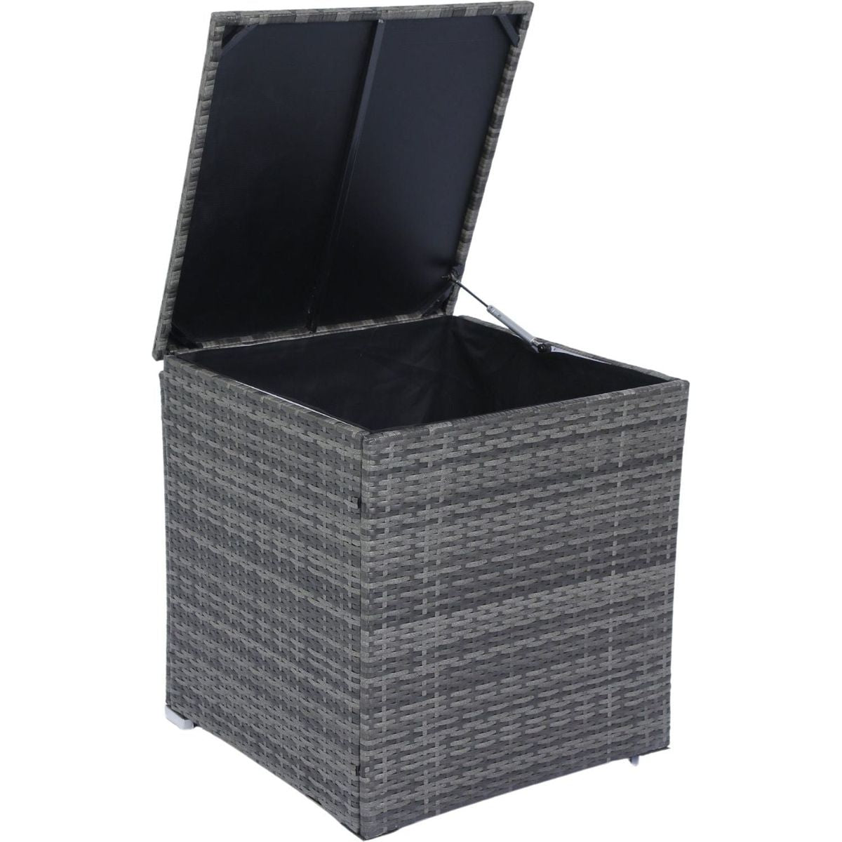 8 Piece Patio Sectional Wicker Rattan Outdoor Furniture Sofa Set with One Storage Box Under Seat and Cushion Box Grey wicker + Black Cushion + Clear Glass Top