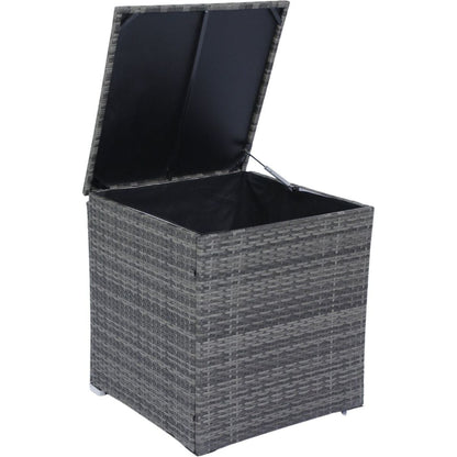 8 Piece Patio Sectional Wicker Rattan Outdoor Furniture Sofa Set with One Storage Box Under Seat and Cushion Box Grey wicker + Black Cushion + Clear Glass Top