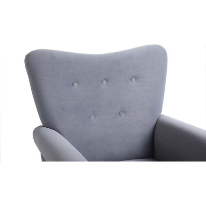 Modern Rocking Chair, Upholstered Accent Chair for Nursery, Playroom, Bedroom and Living Room, Small Contemporary Rocker, Kids Cushioned Arm Chair, Grey