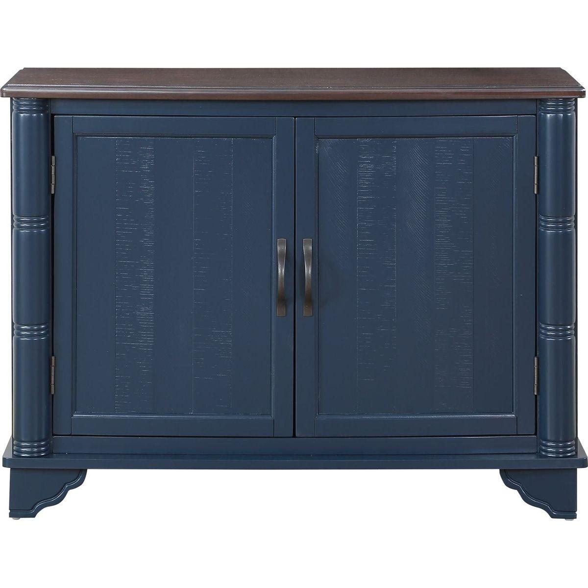 40" Console Table with Storage Shelf, Retro Entryway Table with Adjustable Storage Shelf, Sofa Couch Table for Hallway, Entry Way, Living Room, Foyer, Navy Blue and Brown Top