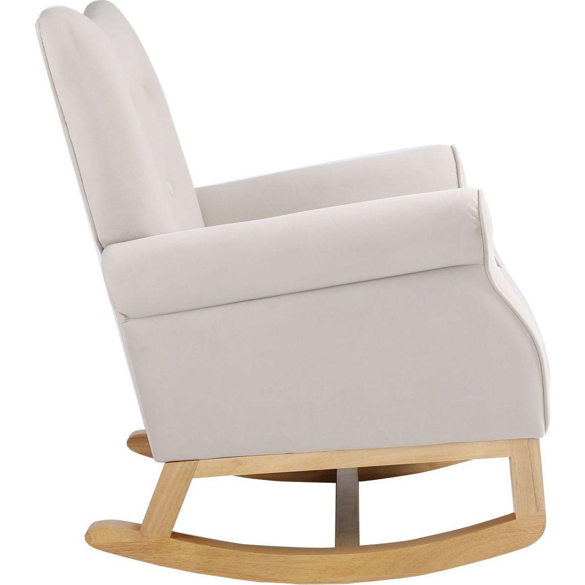 Baby Room High Back Rocking Chair Nursery Chair, Comfortable Rocker Fabric Padded Seat, Modern High Back Armchair