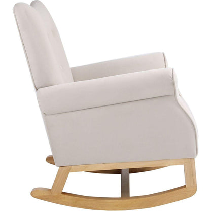 Baby Room High Back Rocking Chair Nursery Chair, Comfortable Rocker Fabric Padded Seat, Modern High Back Armchair