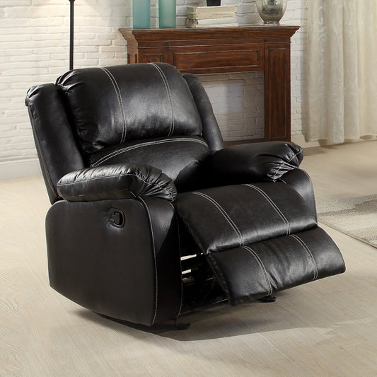 Zuriel Motion Rocker Recliner, Black Synthetic Leather