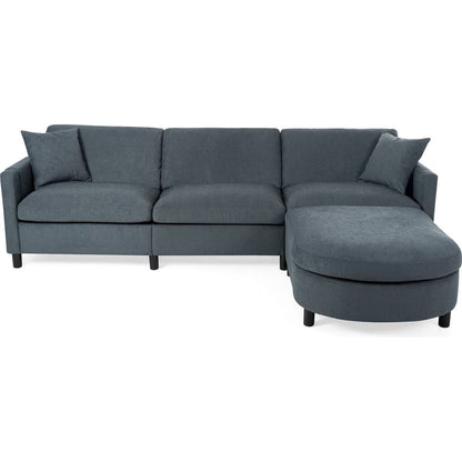 107.87'Sectional Sofa Couch With 1 Ottoman,Seat Cushion and Back Cushion Removable