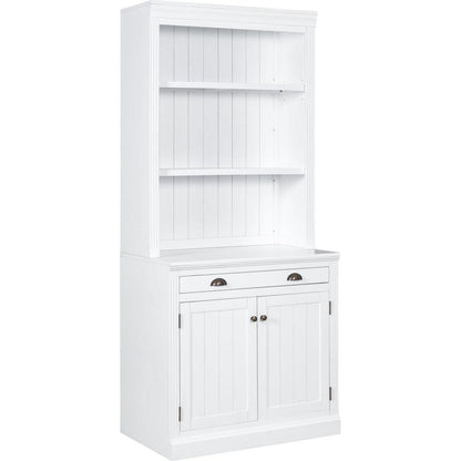 83.4"Tall Bookshelf with LED Lighting, Modern Bookcase with 2 Doors and 1 Drawer,Storage Bookcase with Open Shelves for Living Room,Home Office,White