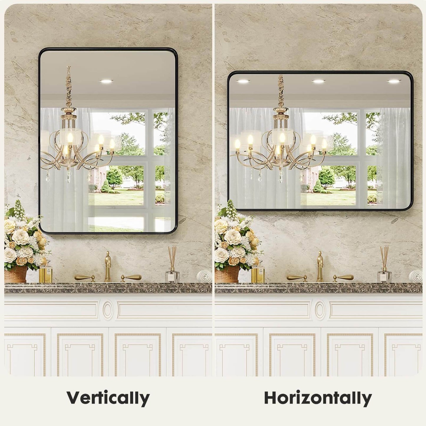 Bathroom Mirror Vanity Mirror for Wall,Aluminum Alloy Framed Wall Mirror Farmhouse,36"x24"