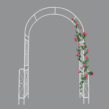 Metal Garden Arch W55" x H94.5" Garden Arbor Trellis Climbing Plants Support Rose Arch Outdoor Arch White
