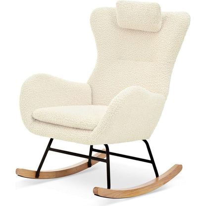 Rocking Chair - with rubber leg and cashmere fabric, suitable for living room and bedroom