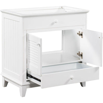 30" Bathroom Vanity Base without Sink, Bathroom Cabinet with Two Doors and One Drawer, White