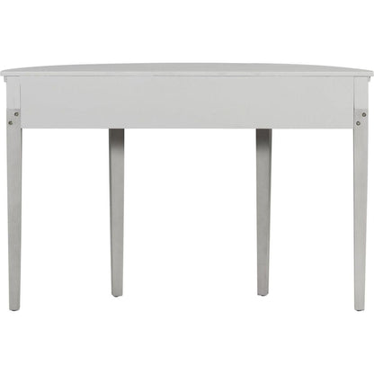 Distinctive Features of Pine Veneer Console Table with Vertical Stripe Drawer Fronts and Four Legs