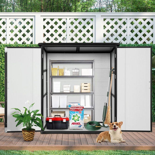 5x3FT Outdoor Storage Shed Waterproof Resin Cabinet with Lockable Doors for Bikes and Patio Furniture