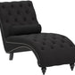 Button-Tufted Chaise Lounge Indoor with Solid Wood Leg+Support Pillow, Upholstered Chaise Lounge Chair for Bedroom Living Room Office, Armless Rolled Backrest Leisure Sofa Recliner-Black Velvet