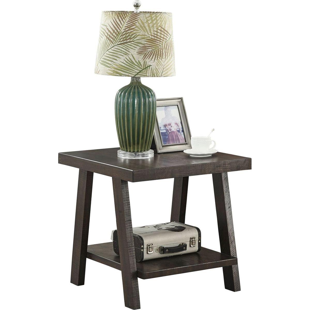 Athens Contemporary Wood Shelf End Table in Weathered Espresso