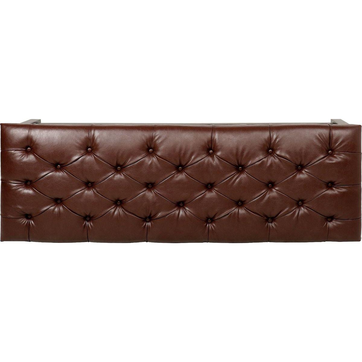 Bedroom End of Bed Bench Tufted Upholstered End of Bed Bench End of Bed Entrance Shoe Bench, 60" with Nailhead Trim and Shelf Bedroom Upholstered Leather Bench Living Room Shoe Rack Footstool (brown)