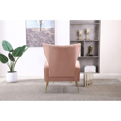 Modern Accent Chair with Ottoman, Comfy Armchair for Living Room, Bedroom, Apartment, Office (Pink)