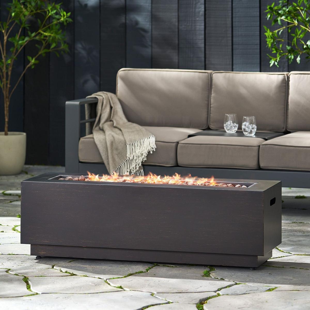 RECTANGULAT IRON FIRE PIT-50 000BTU