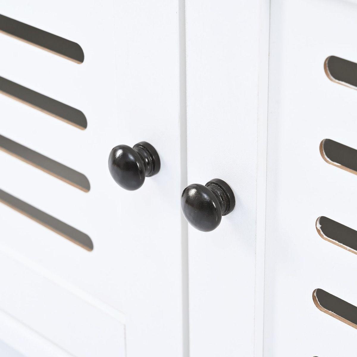 5-in-1 Entryway Bench with Shutter-shaped doors, Coat Rack, Cushion and 4 Sturdy Hooks, 47.2" Wide Hall Tree with Storage Bench for Hallway, Entryway, Living Room