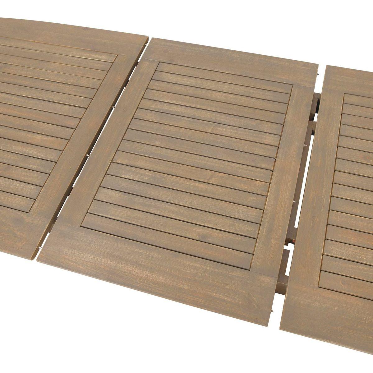 Outdoor Acacia Wood Expandable Dining Table, Gray